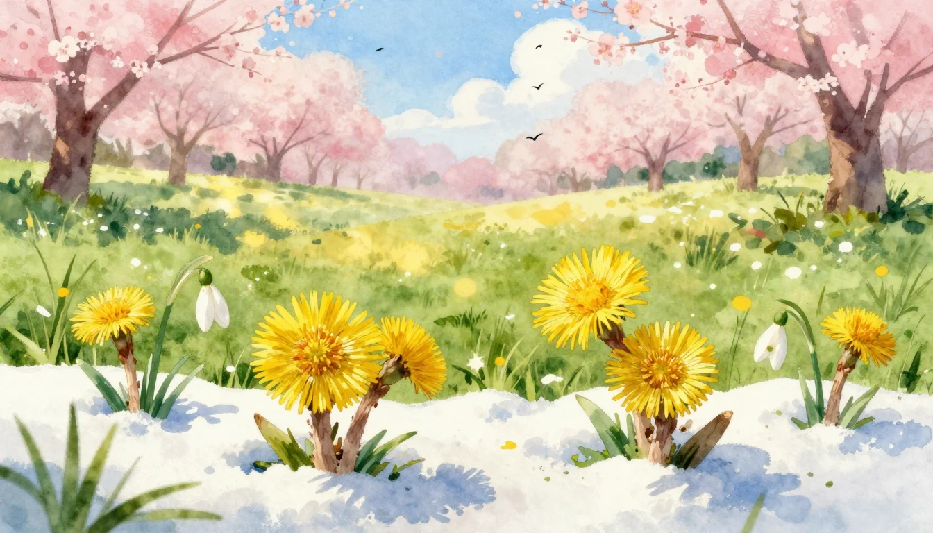 A soft and airy watercolor painting depicting the arrival of...