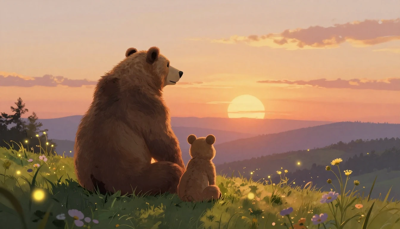 A heartwarming and emotional scene of a large, protective pa...