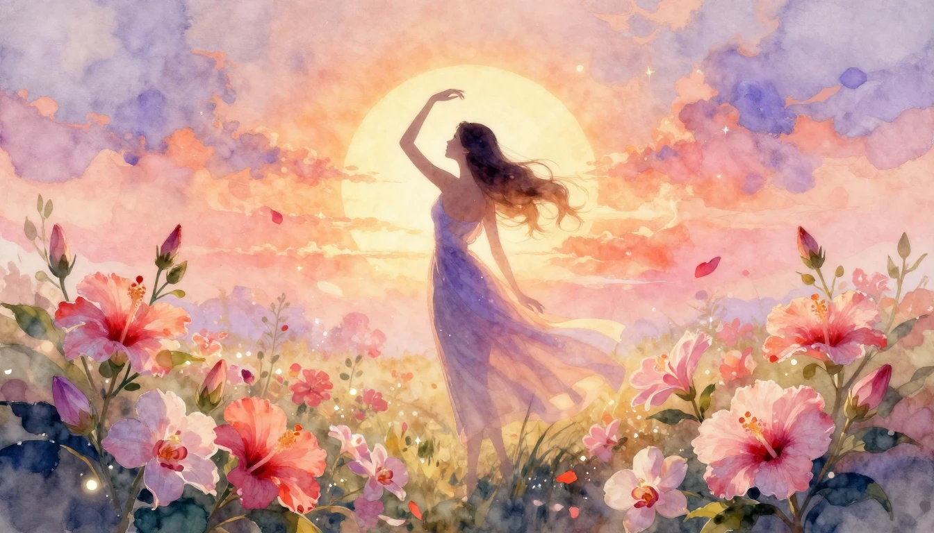 A beautiful and ethereal watercolor painting depicting the s...