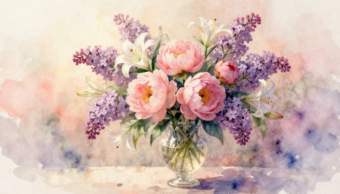 A stunning and delicate watercolor painting capturing the es...