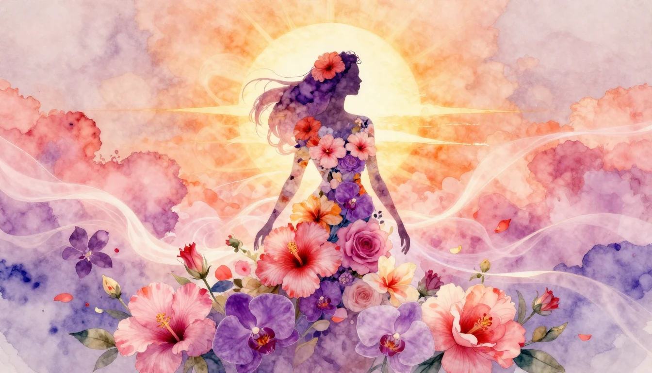 A dreamy and symbolic watercolor painting celebrating Intern...