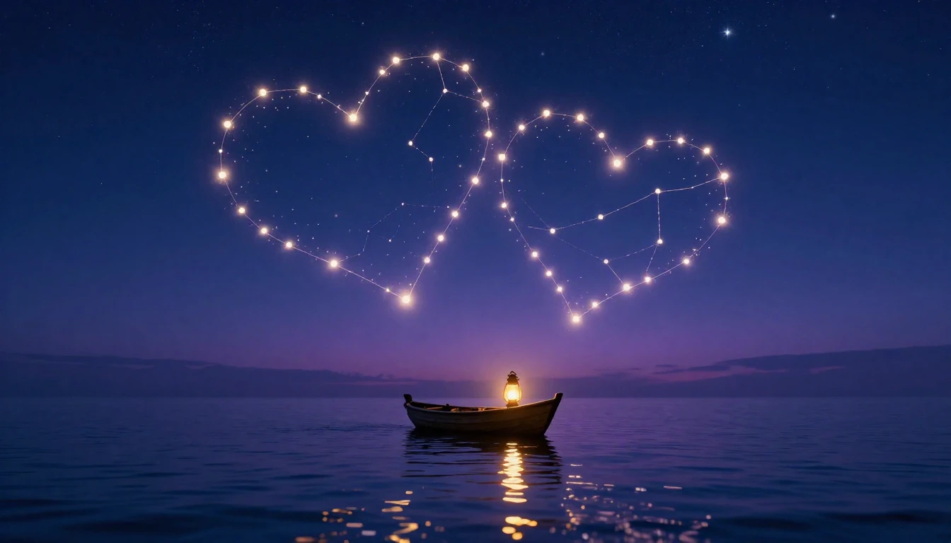 A romantic and surreal scene representing eternal love. Two ...