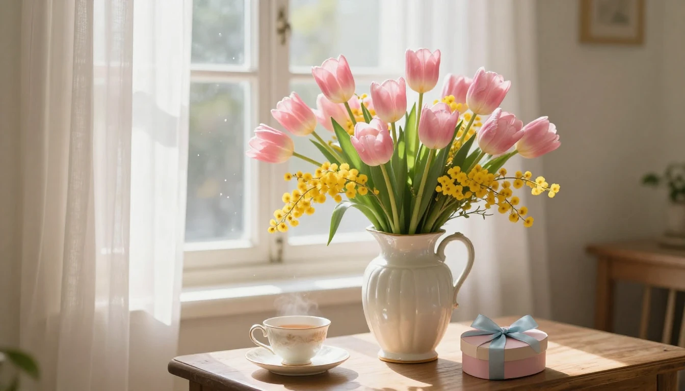 A soft and airy composition symbolizing spring and love for ...