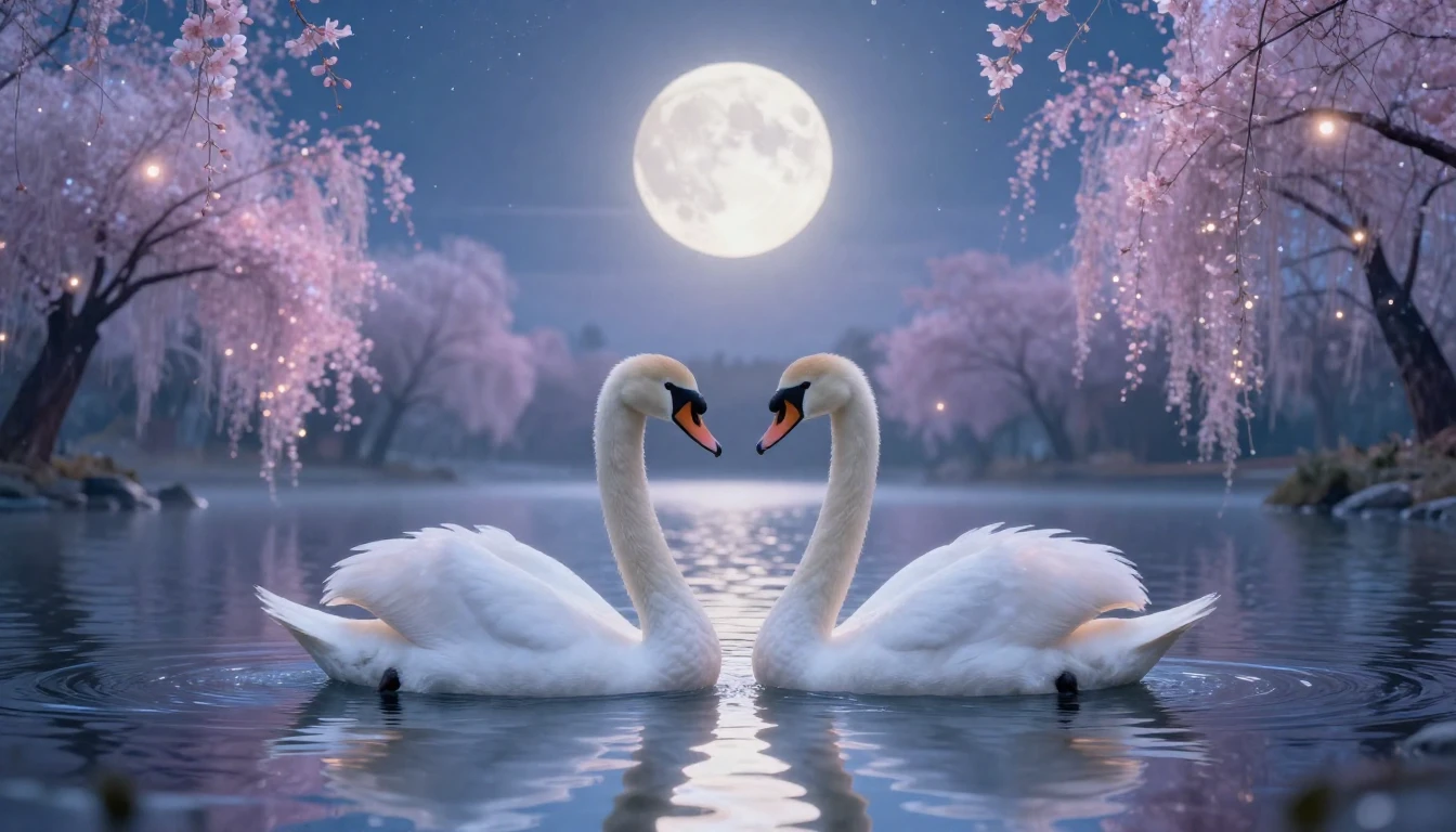 A romantic and ethereal scene symbolizing eternal love. Two ...