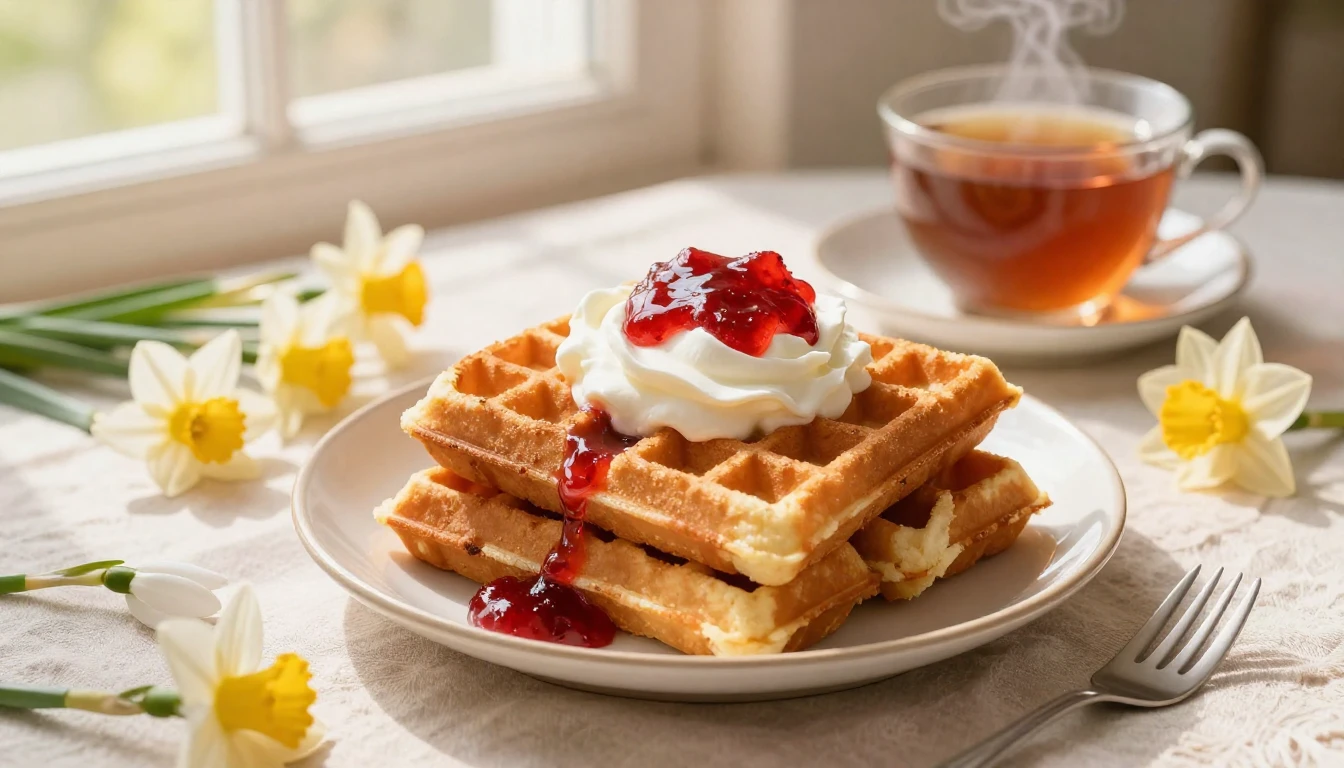 A cozy and inviting table setting bathed in warm, golden spr...