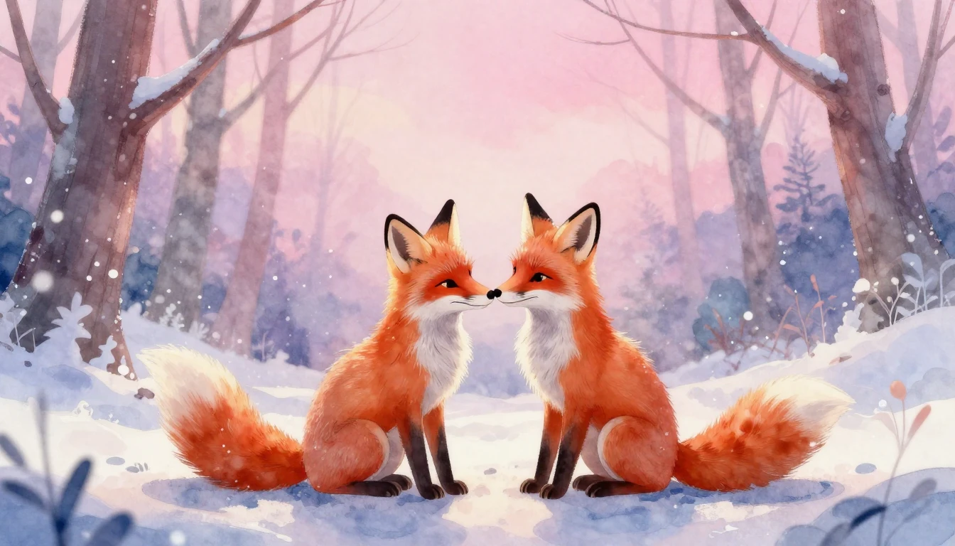 A tender and romantic watercolor illustration featuring two ...