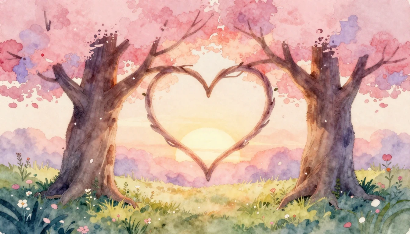 A soft and dreamy watercolor illustration depicting two anci...