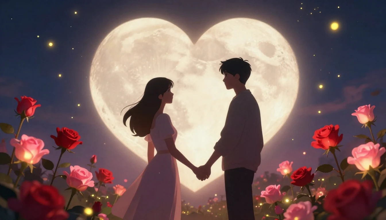 A romantic and dreamy composition featuring two silhouettes ...