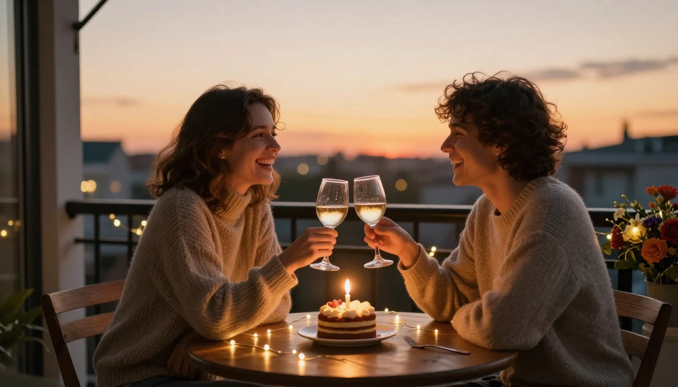 A warm and inviting scene of two close friends sitting on a ...