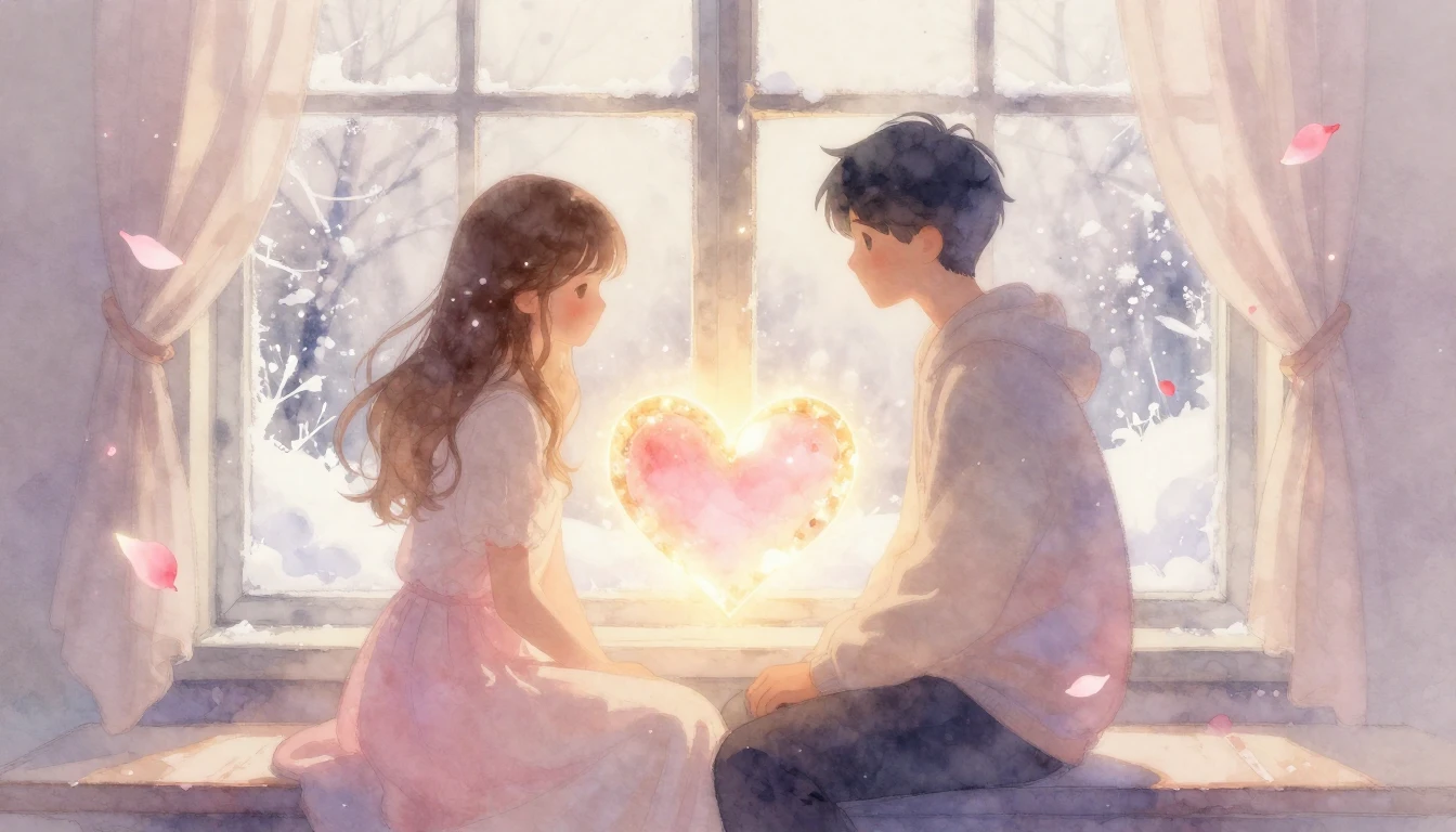 A tender and romantic watercolor illustration capturing the ...