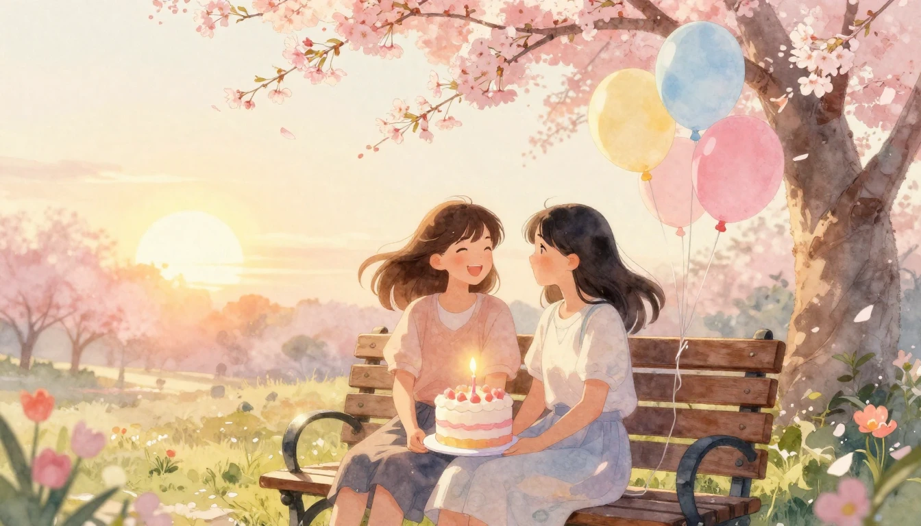 A heartwarming scene of two best friends sitting together on...