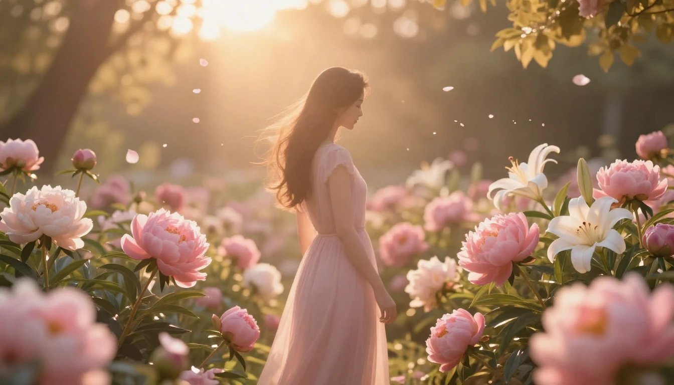 A warm and ethereal scene featuring a soft silhouette of a m...