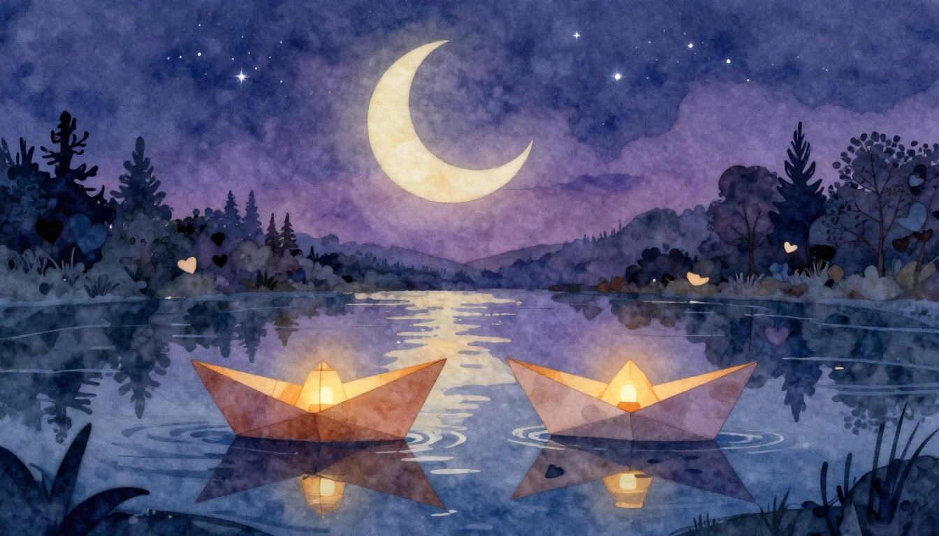 A whimsical and romantic watercolor painting depicting two p...