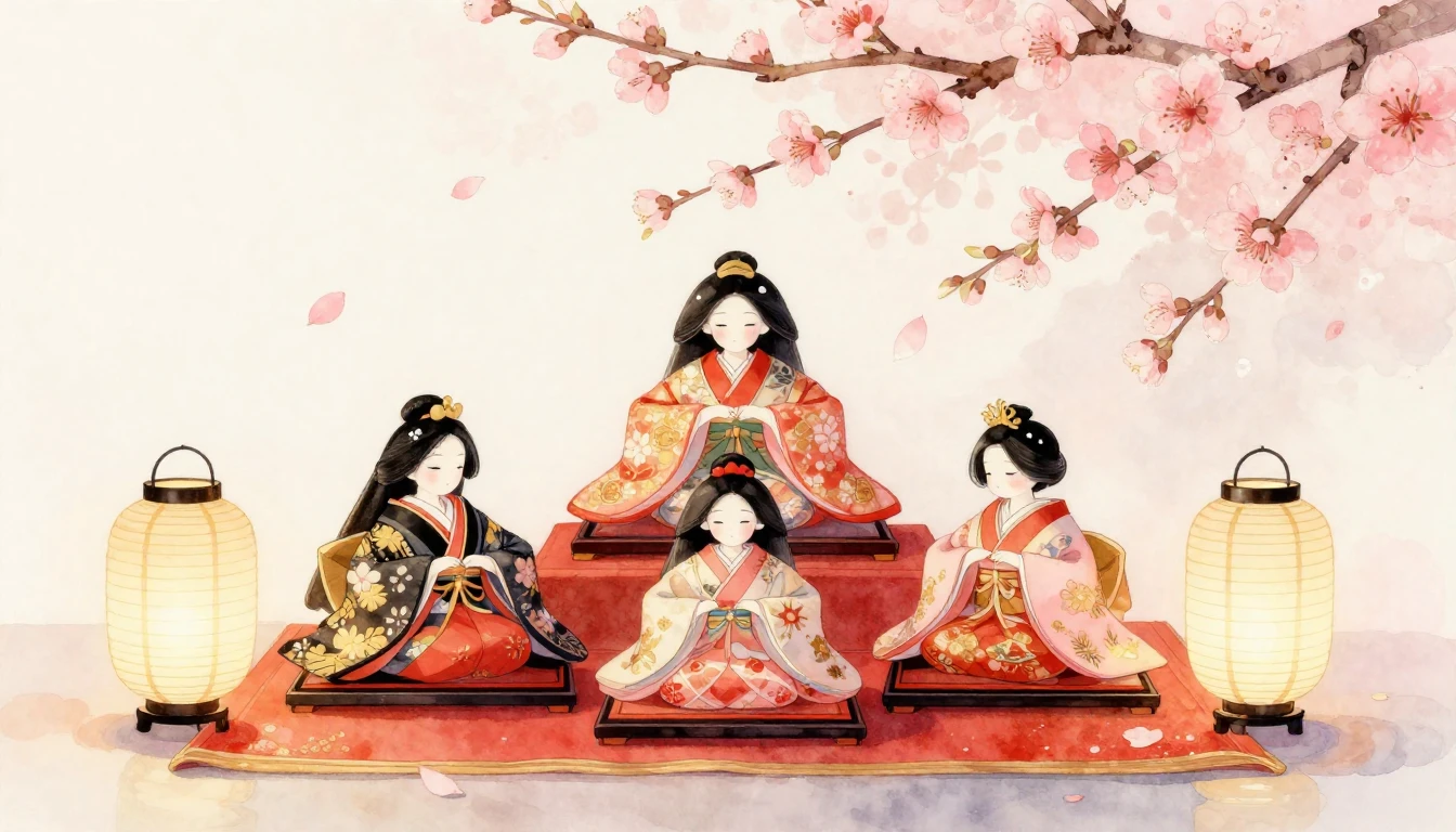 A gentle watercolor illustration of a traditional Japanese H...