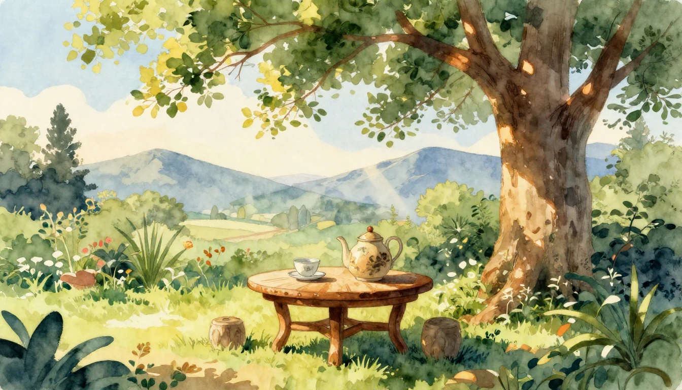A serene and heartwarming watercolor illustration capturing ...