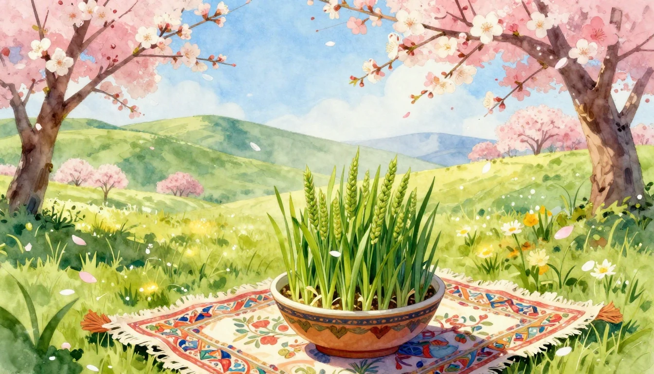 A vibrant and ethereal watercolor painting depicting the arr...