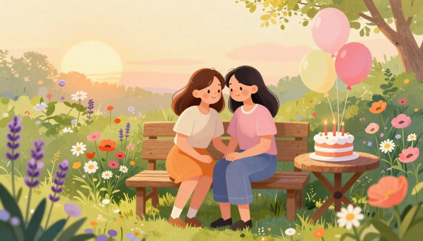 A warm and heartwarming illustration depicting two close fri...