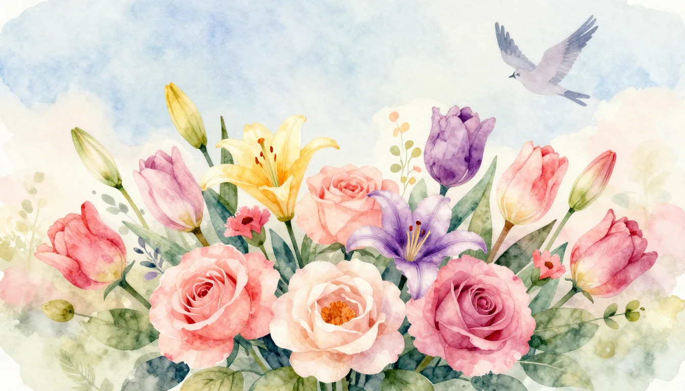 A beautiful and gentle watercolor illustration celebrating I...