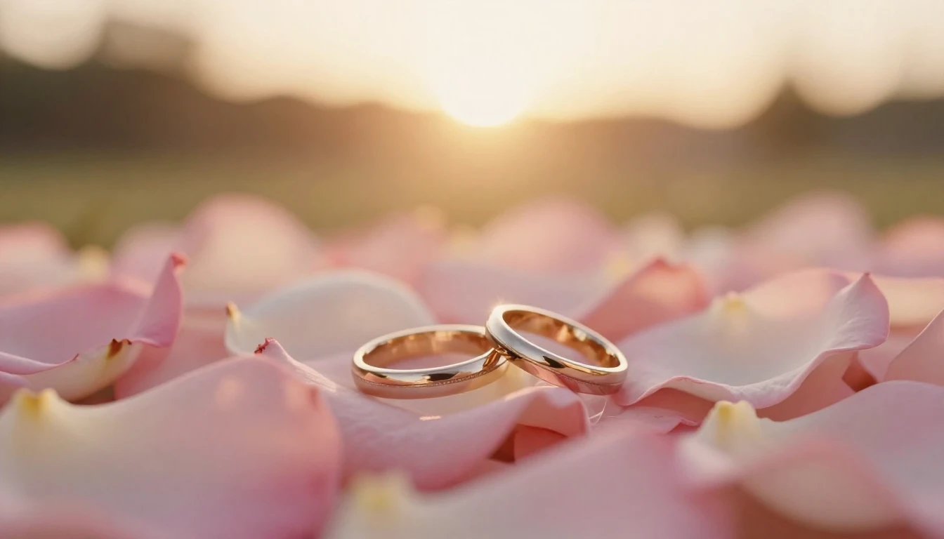 A romantic and soft composition symbolizing an engagement. C...