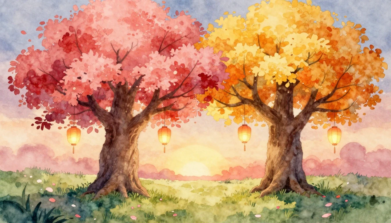 A whimsical and soft watercolor painting depicting two large...