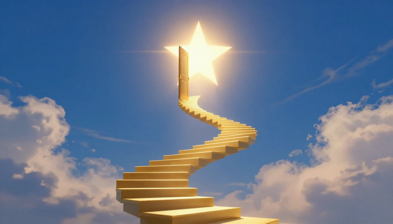 A conceptual digital art illustration symbolizing career adv...