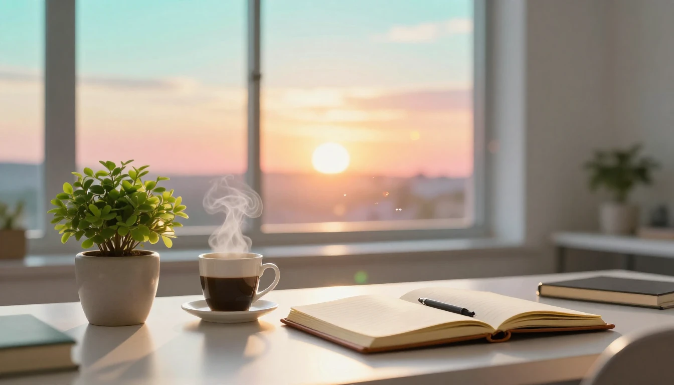 A vibrant and inspiring scene representing a fresh start and...