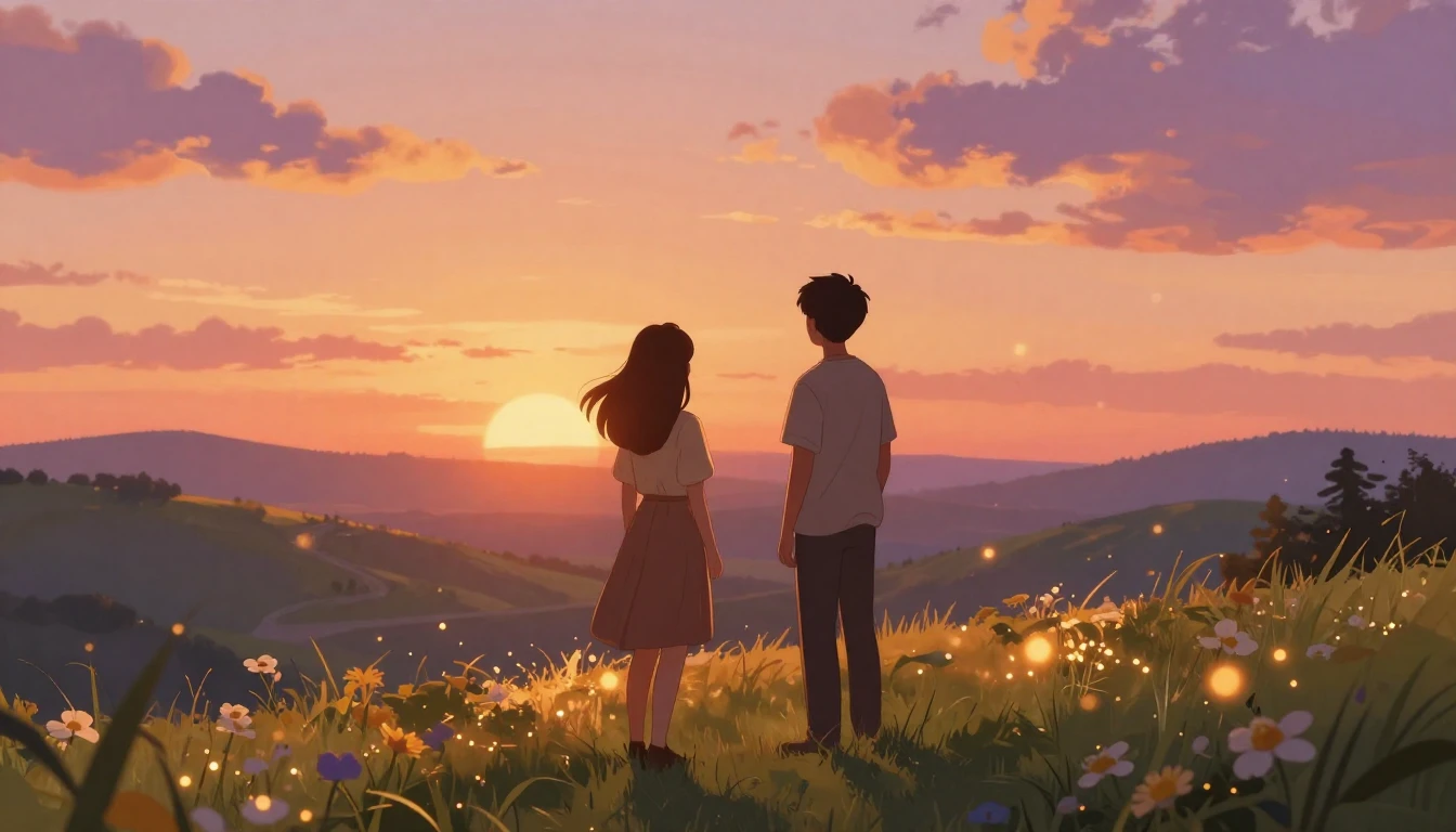 A warm and heartwarming digital art illustration of two clos...