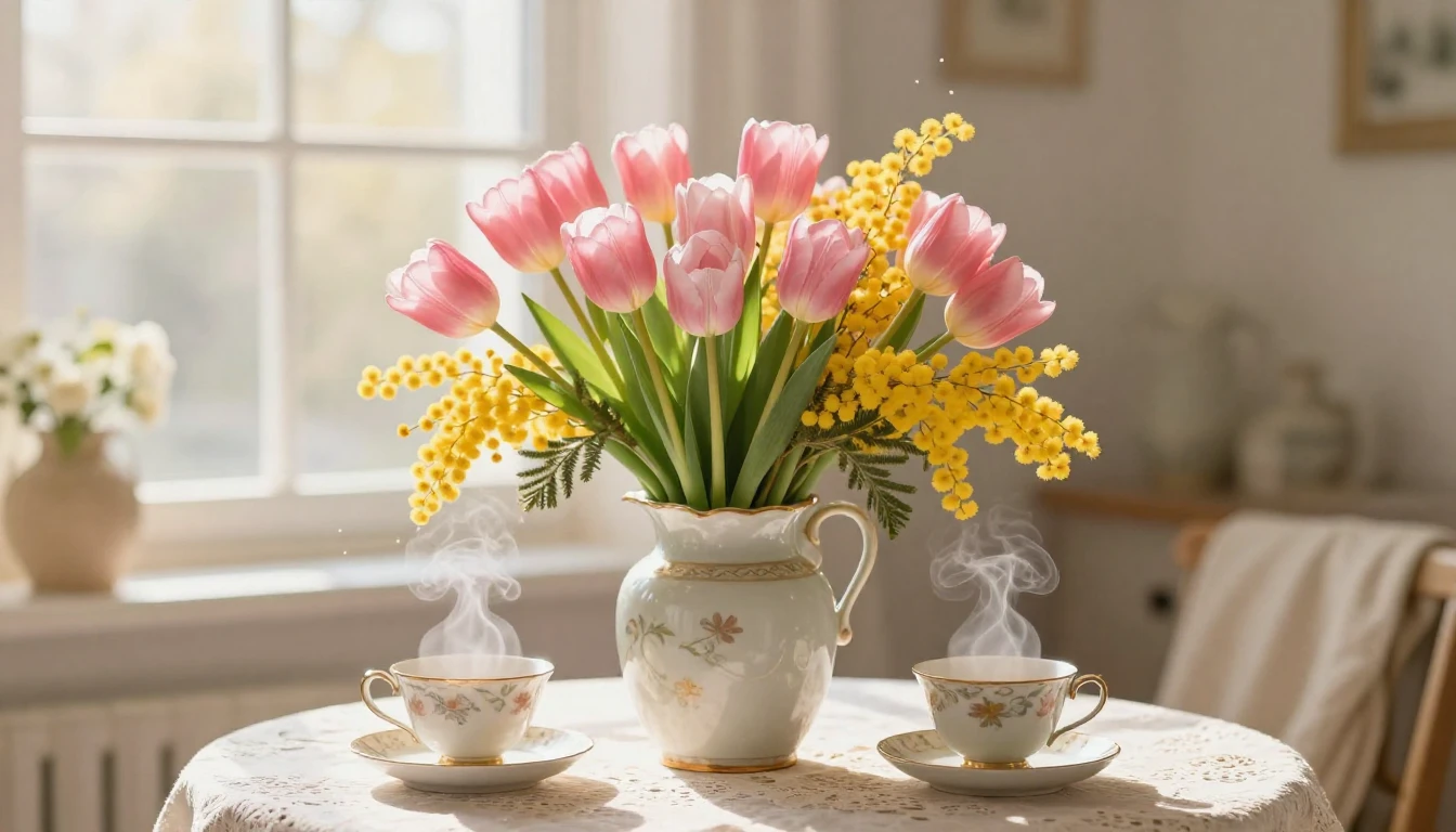 A tender and cozy spring composition symbolizing love for mo...