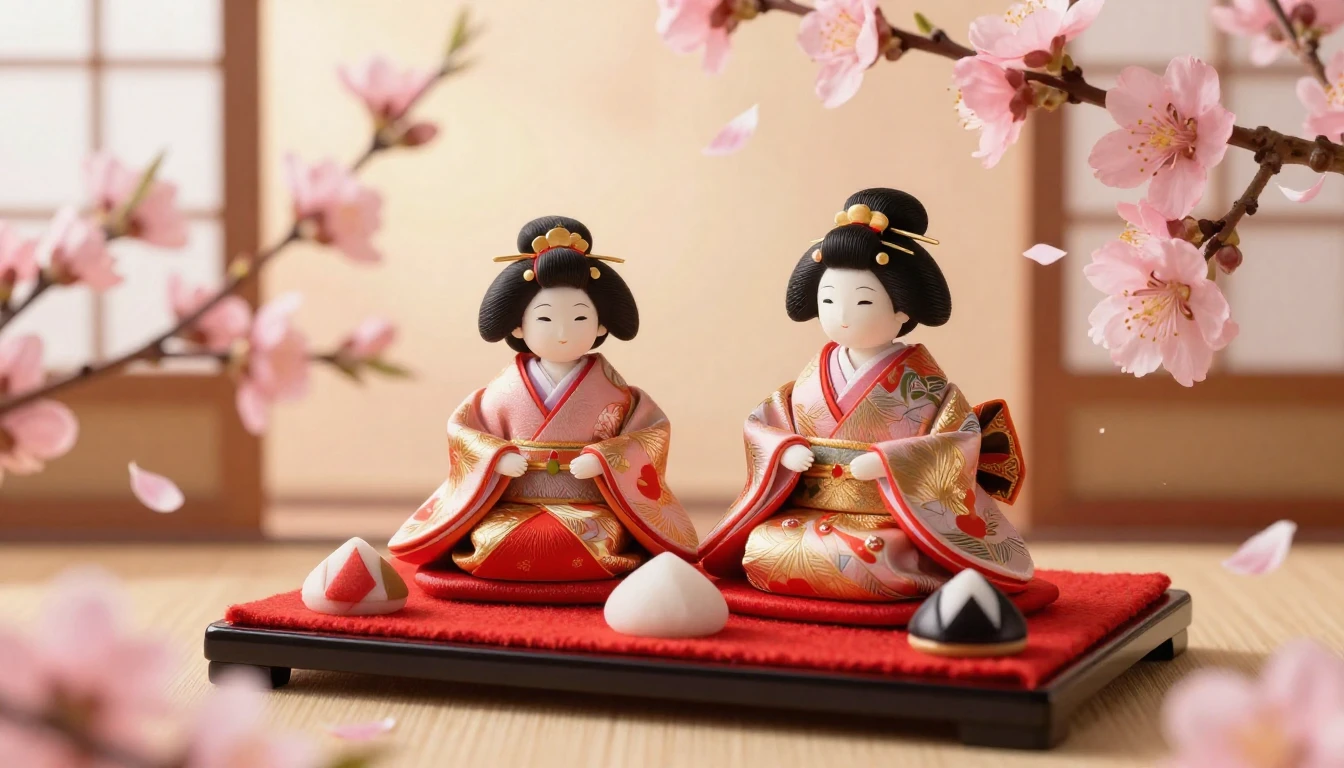 A beautiful and serene scene of traditional Japanese Hina do...