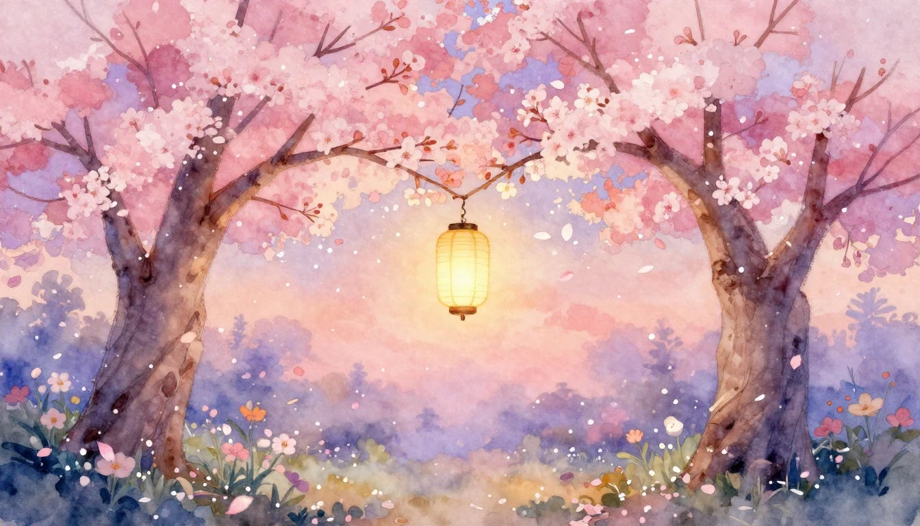 A soft and dreamy watercolor painting depicting two intertwi...