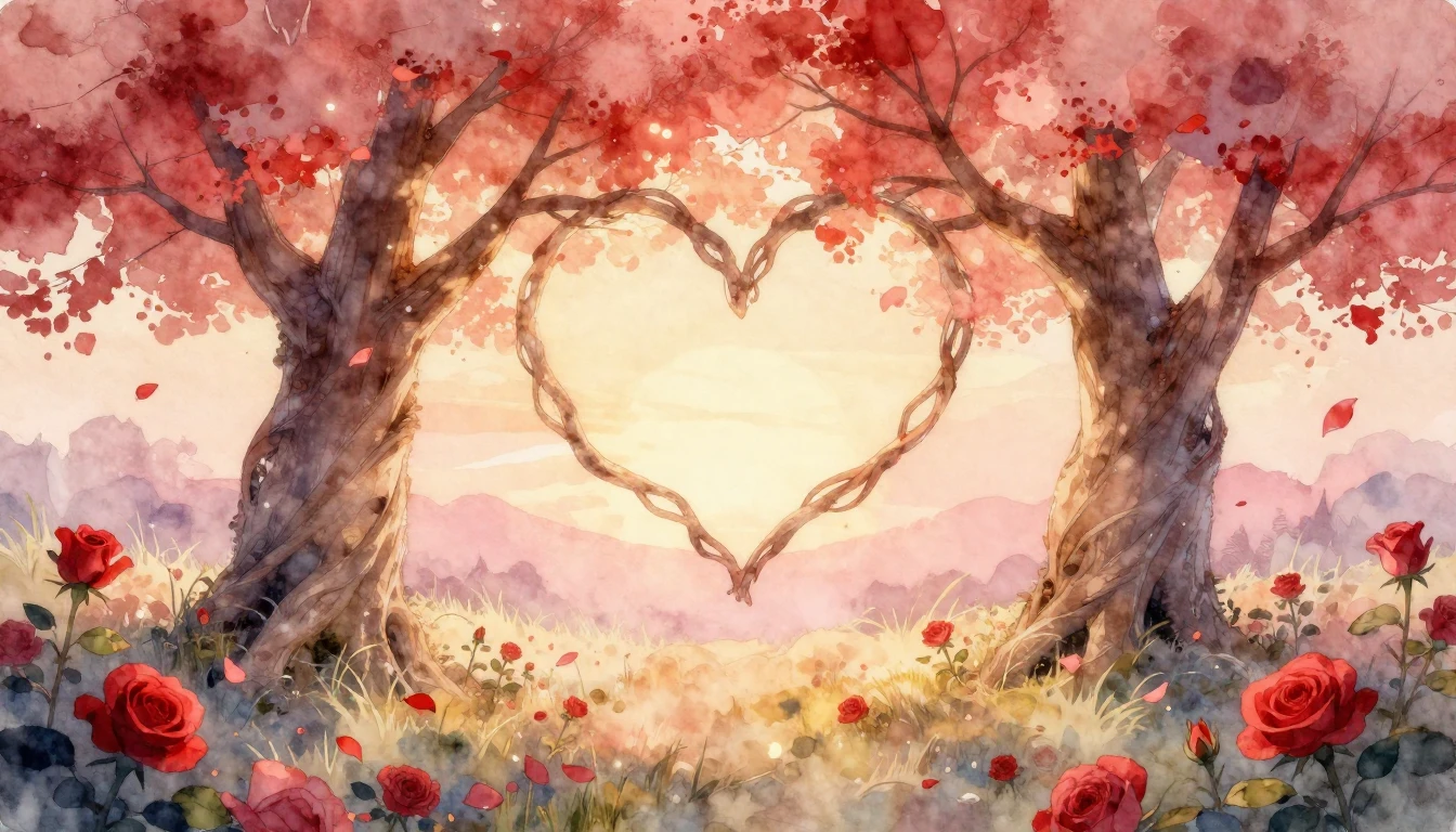 A soft and dreamy watercolor illustration representing etern...