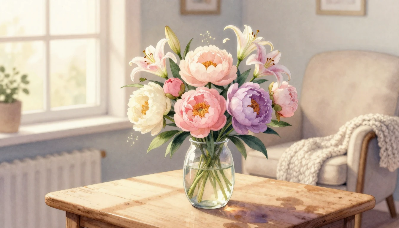 A heartwarming watercolor illustration depicting a serene an...