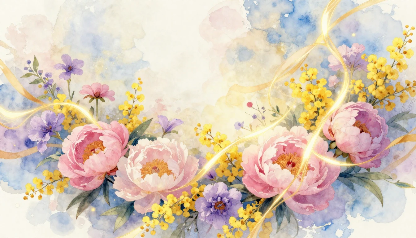 A soft and ethereal composition symbolizing femininity and t...