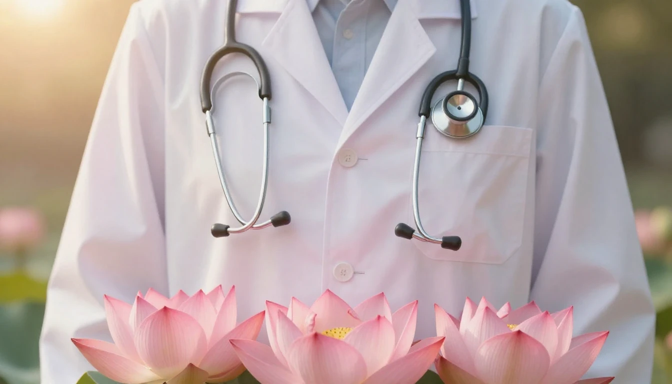 A gentle and artistic composition symbolizing medical care a...