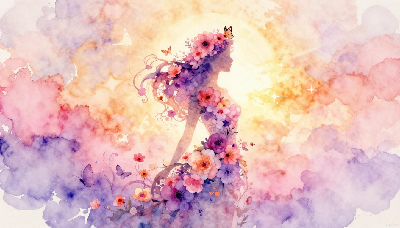 A beautiful, ethereal watercolor painting celebrating Intern...