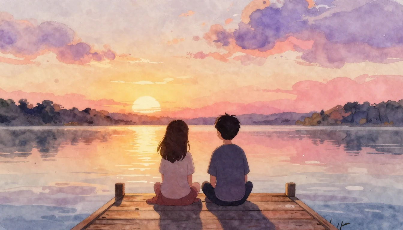 A heartwarming watercolor illustration depicting two friends...