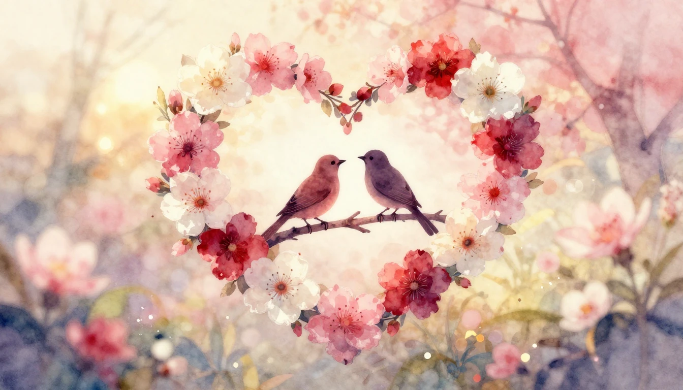 A soft and romantic watercolor painting depicting a large, s...