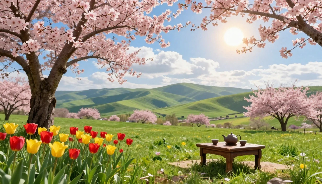 A breathtaking spring landscape illustrating the arrival of ...
