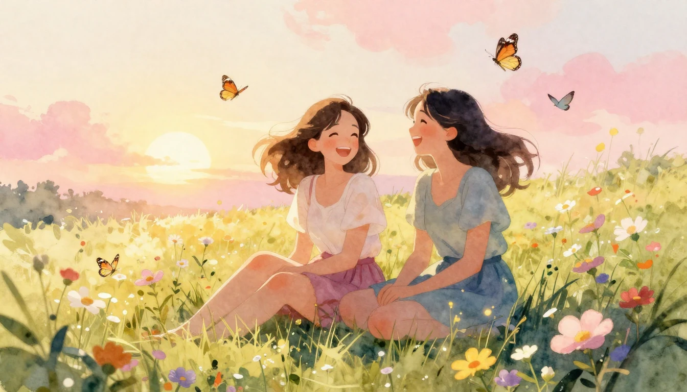 A beautiful and heartwarming watercolor illustration of two ...