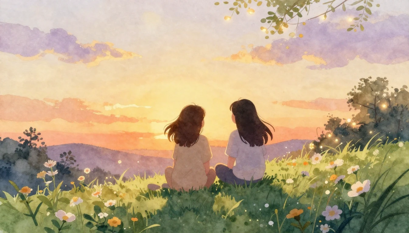 A beautiful and cozy watercolor illustration capturing the e...