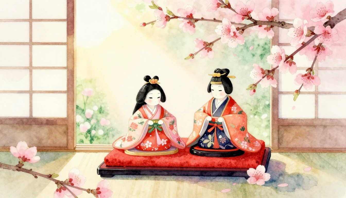 A delicate watercolor painting showcasing a traditional Japa...