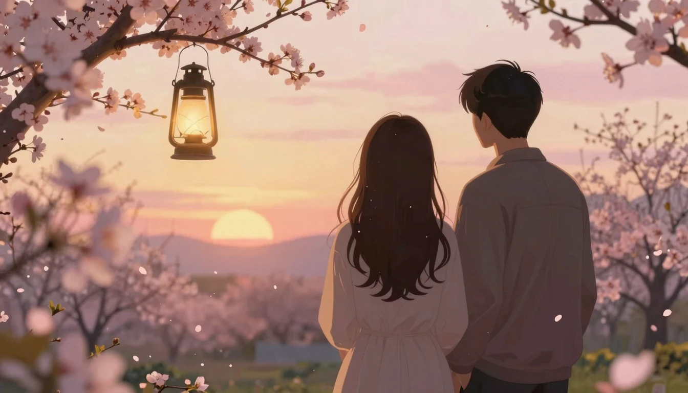 A warm, romantic and cozy scene depicting two silhouettes st...