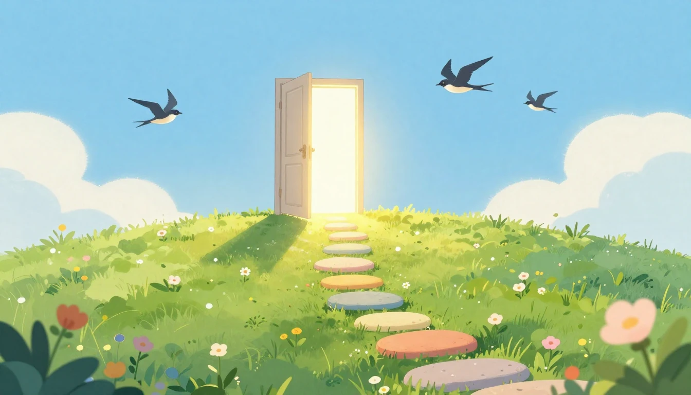 A beautiful, symbolic illustration representing a new journe...