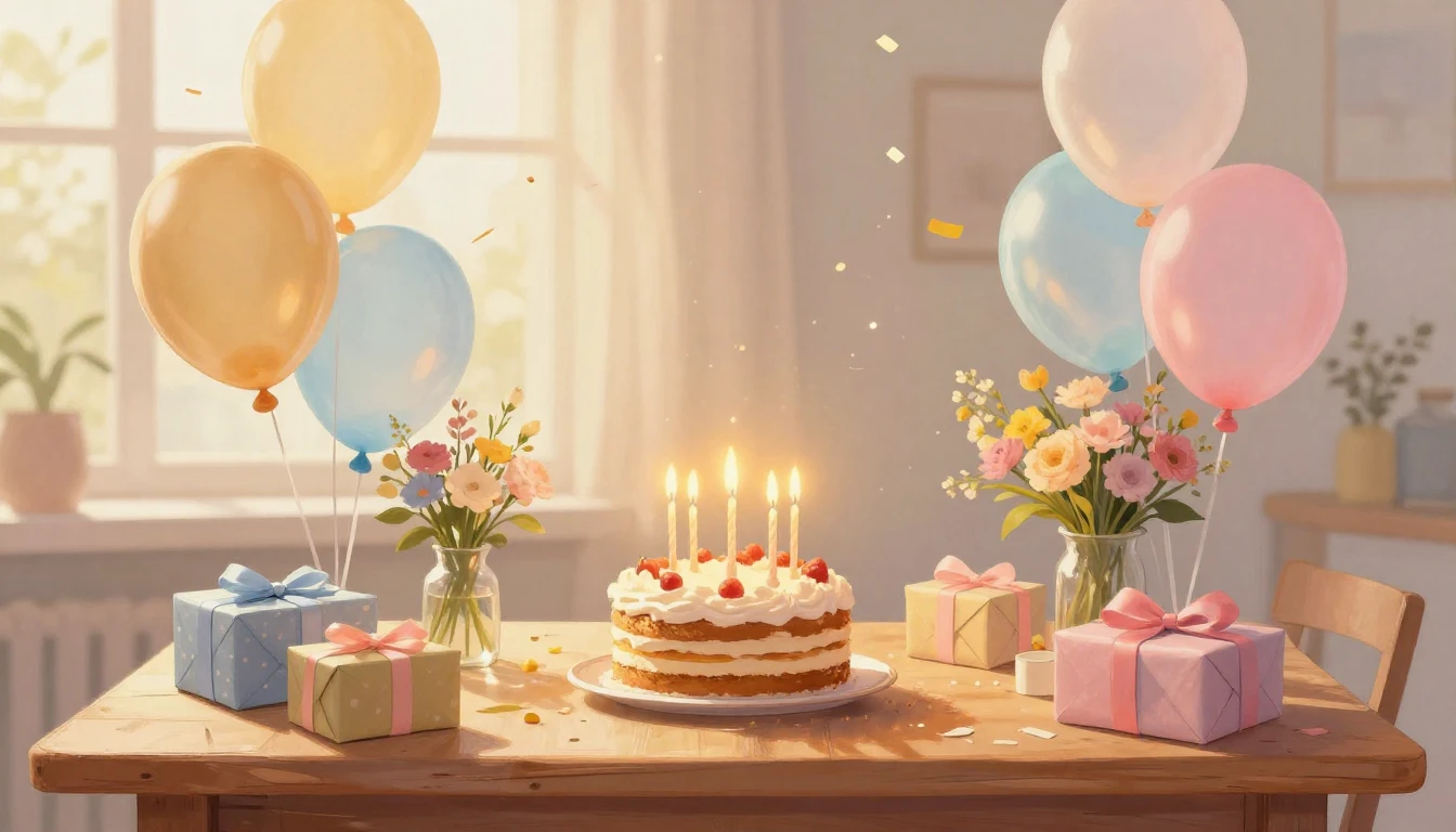 A warm and inviting birthday celebration scene without speci...