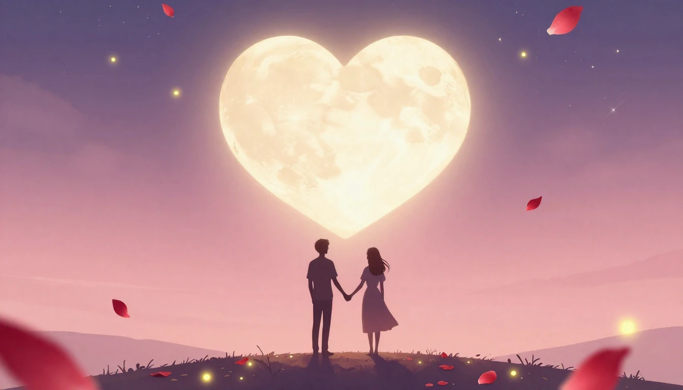 A romantic and dreamy composition featuring two silhouettes ...