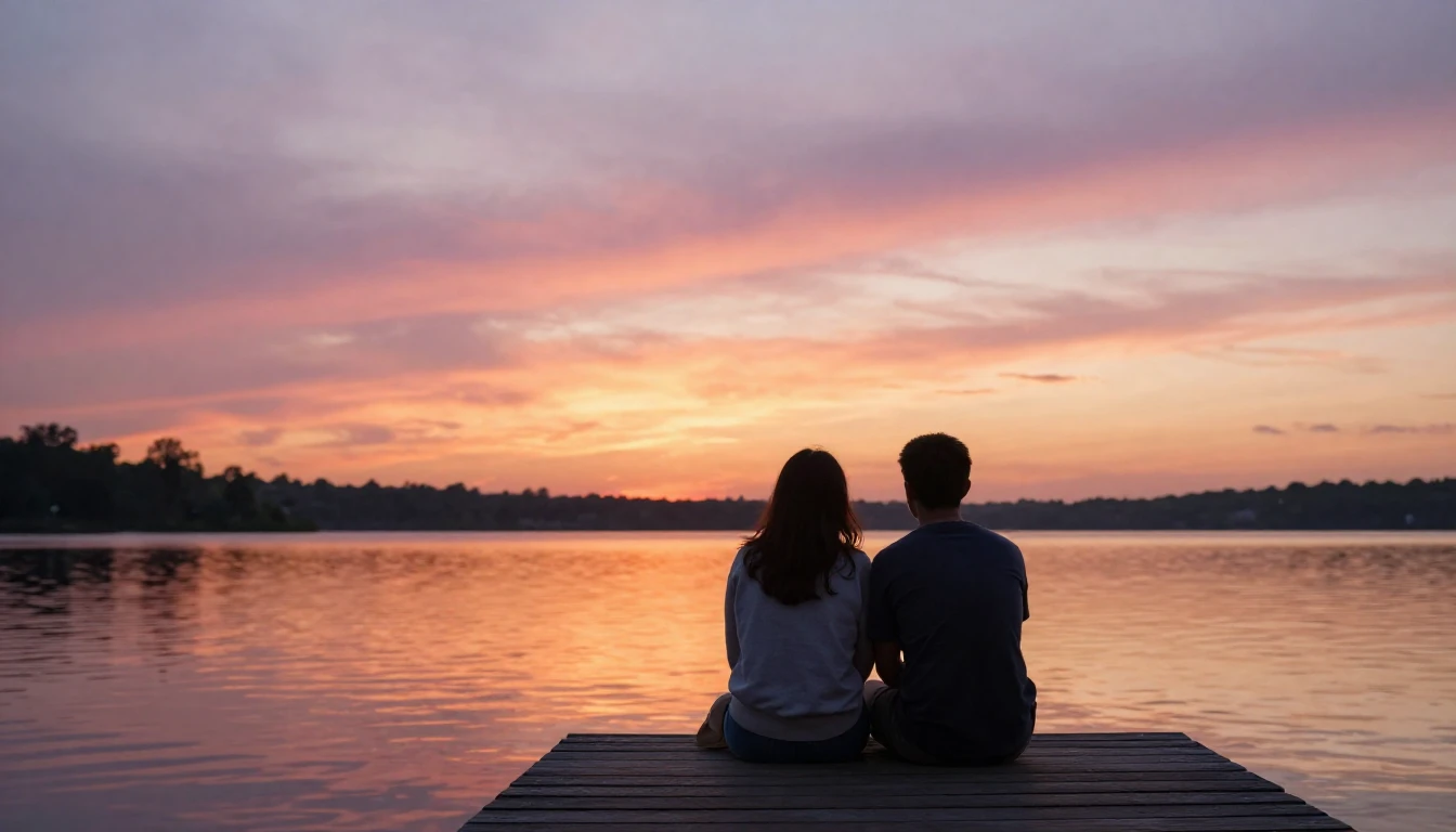 A heartwarming scene of two close friends sitting together o...