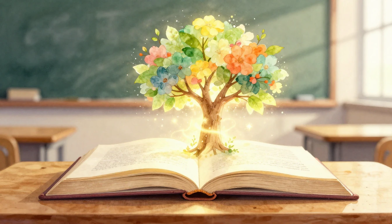 A soft and dreamy watercolor painting depicting an open vint...