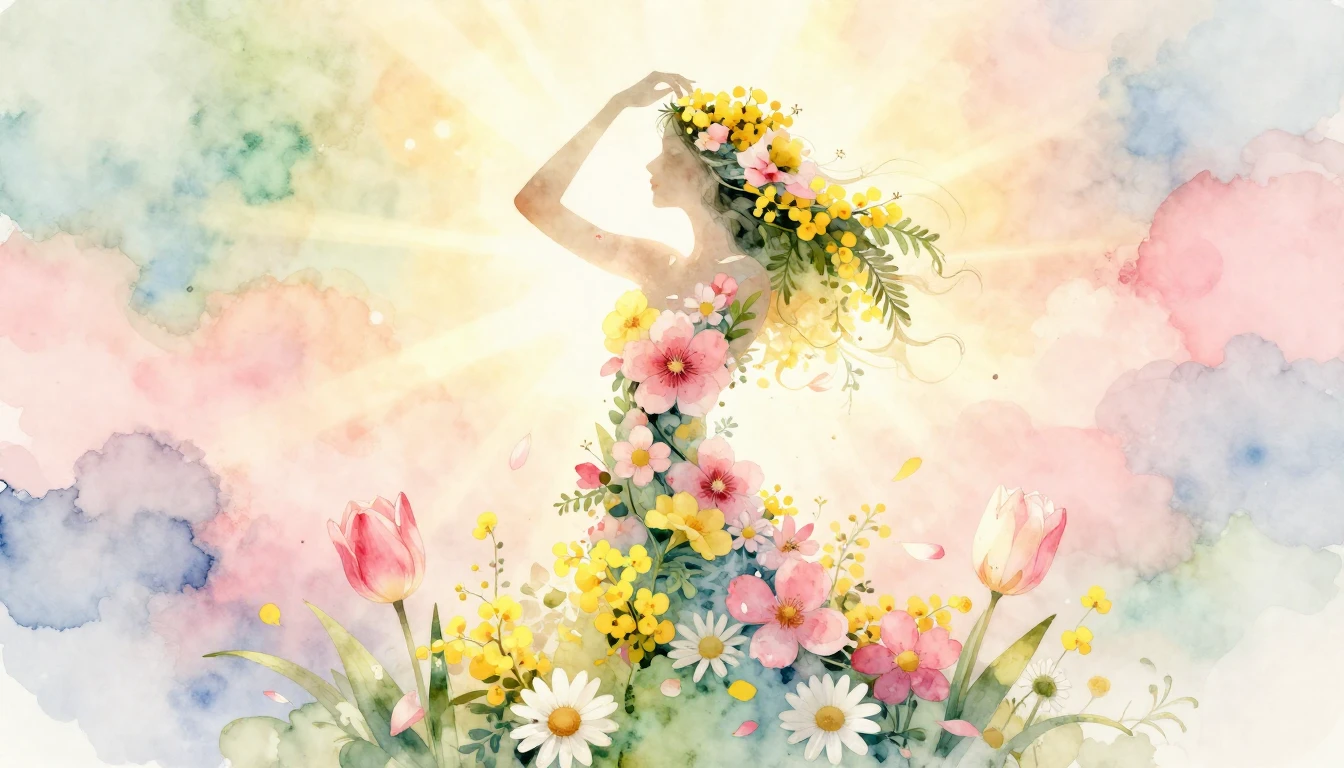 A beautiful, ethereal watercolor painting celebrating Intern...