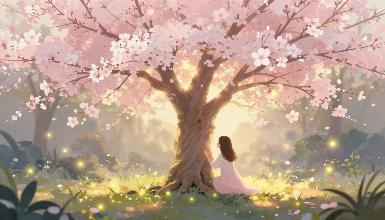 A heartwarming and gentle illustration symbolizing a mother'...