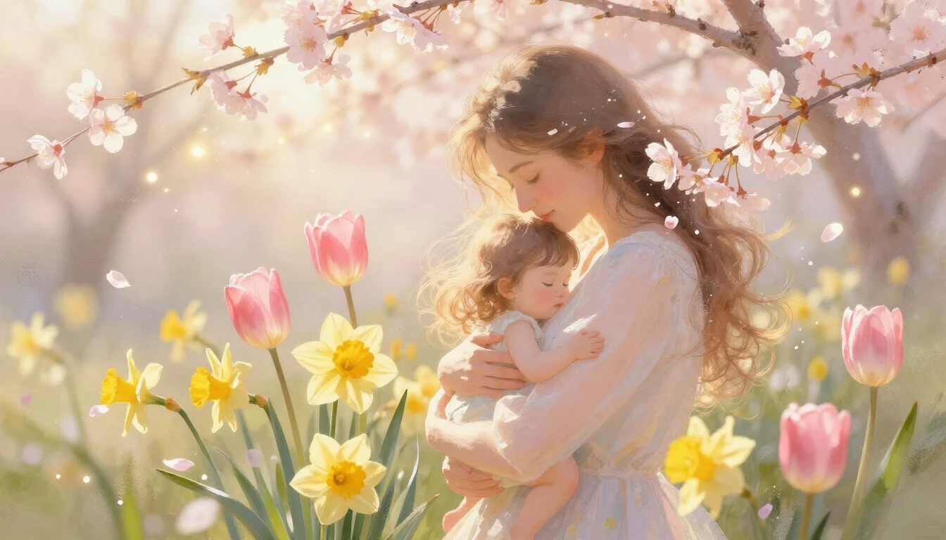 A beautiful, heartwarming scene symbolizing maternal love an...